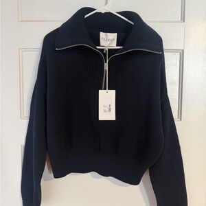 NWT Closed Cropped Troyer Navy quarter zip Sweater
